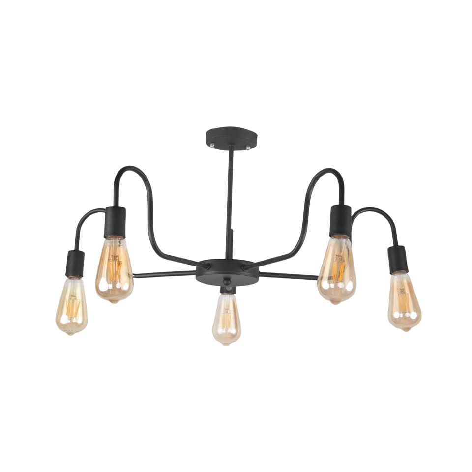 El Rawda Black Modern Flush Light 40×40 cm - 5 Lamps - RL-DC-C-002