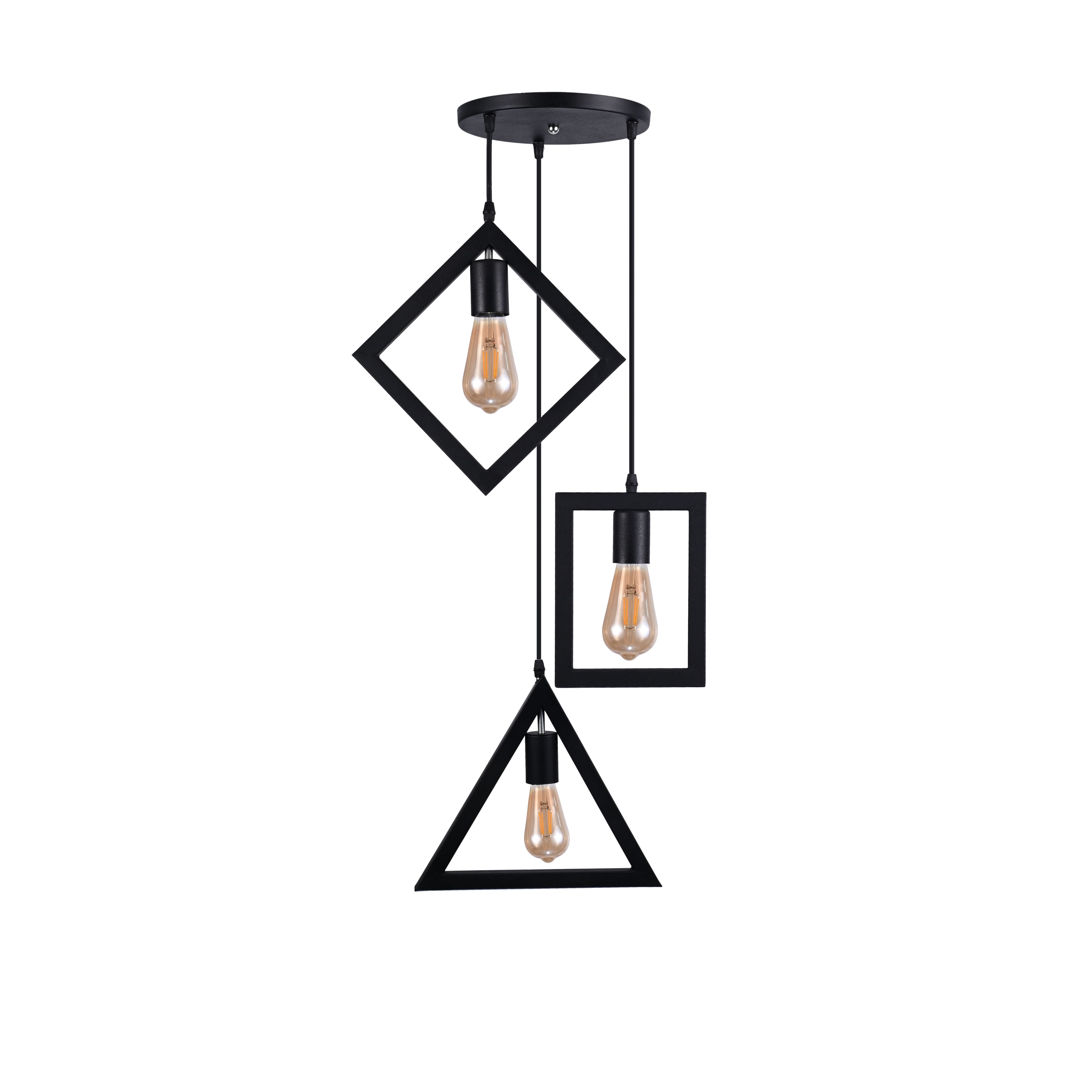 El Rawda Black Modern Flush Light 70×70 cm - 3 Lamps - RL-GS-003