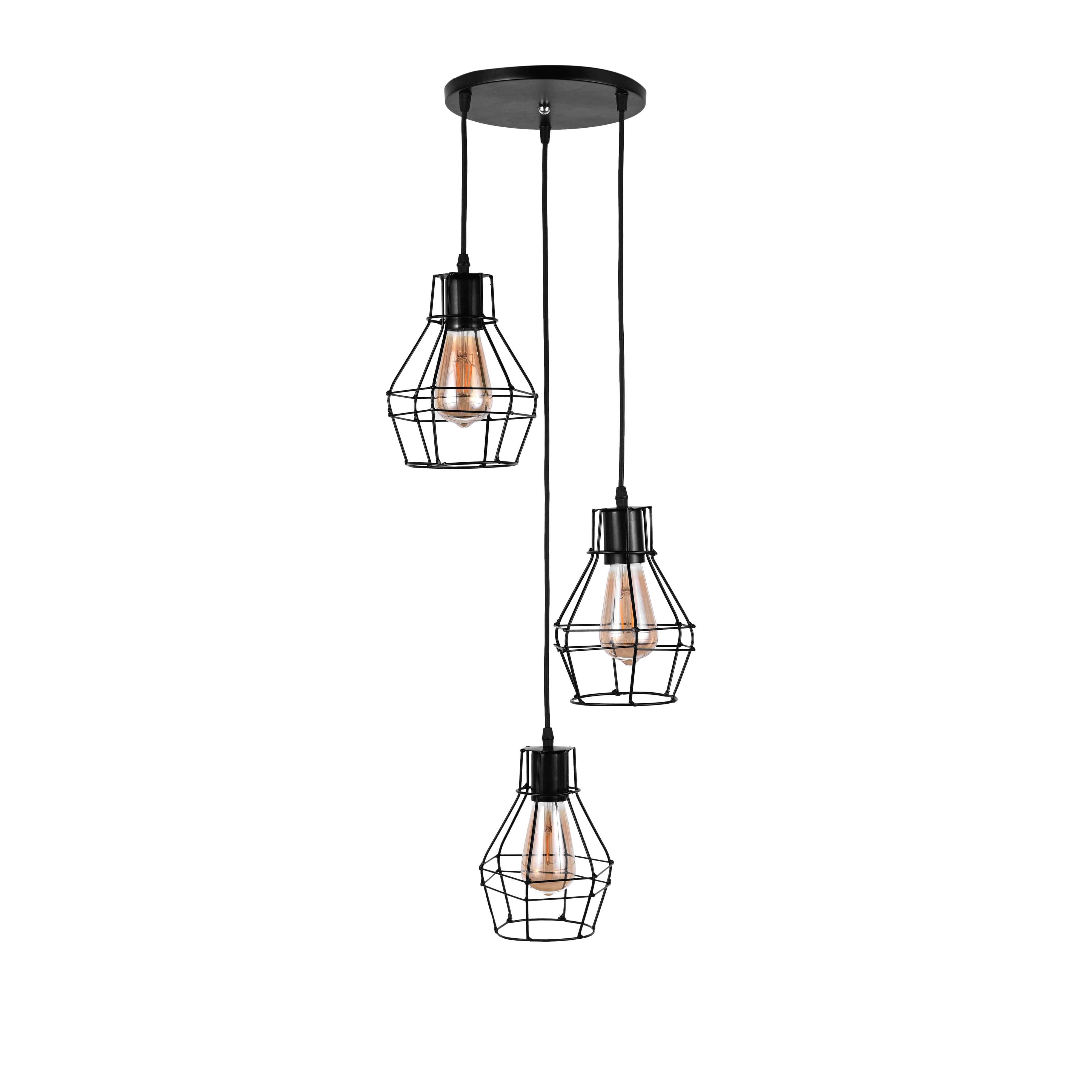 El Rawda Black Modern Flush Light 70×70 cm - 3 Lamps - RL-KR-027