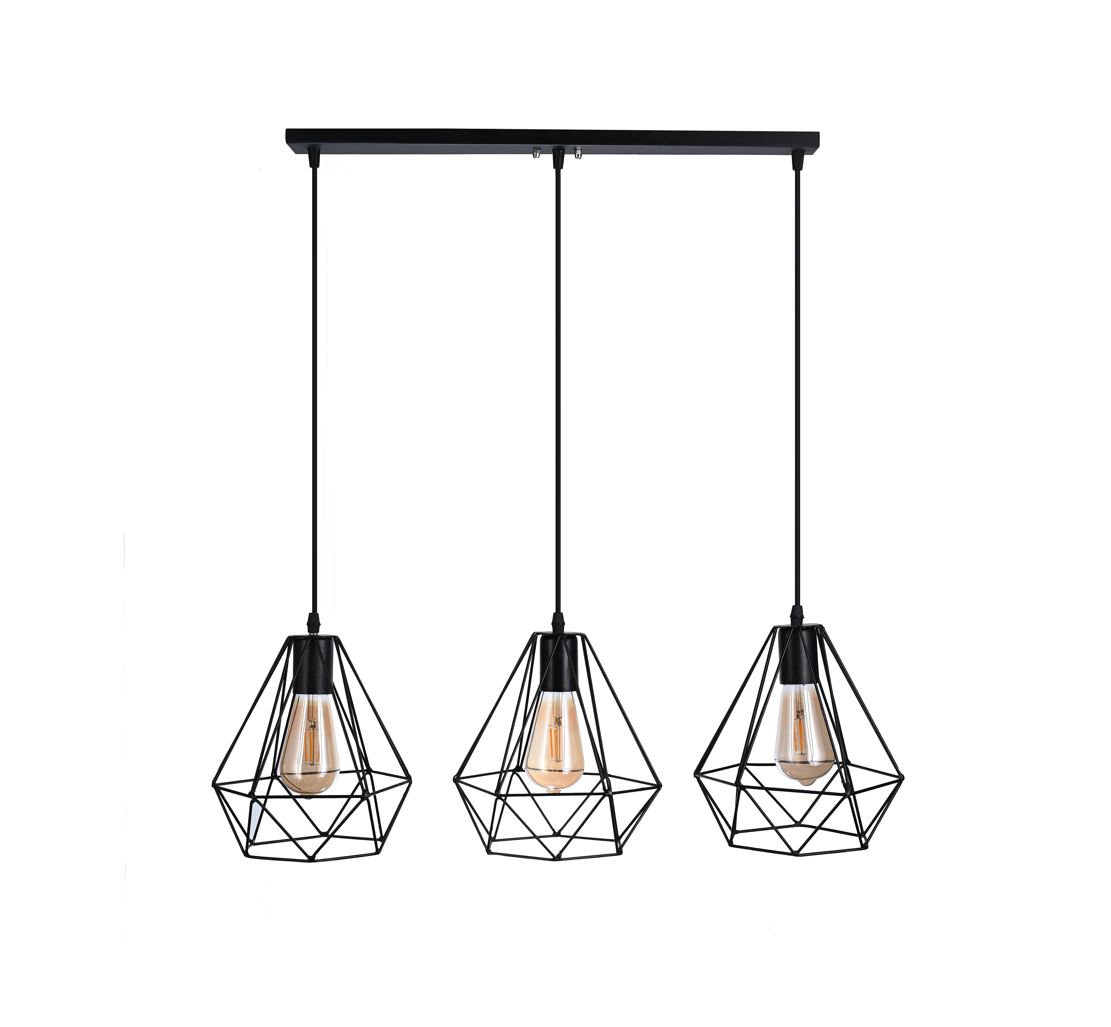 El Rawda Black Modern Flush Light 70×70 cm - 3 Lamps - RL-KR-035