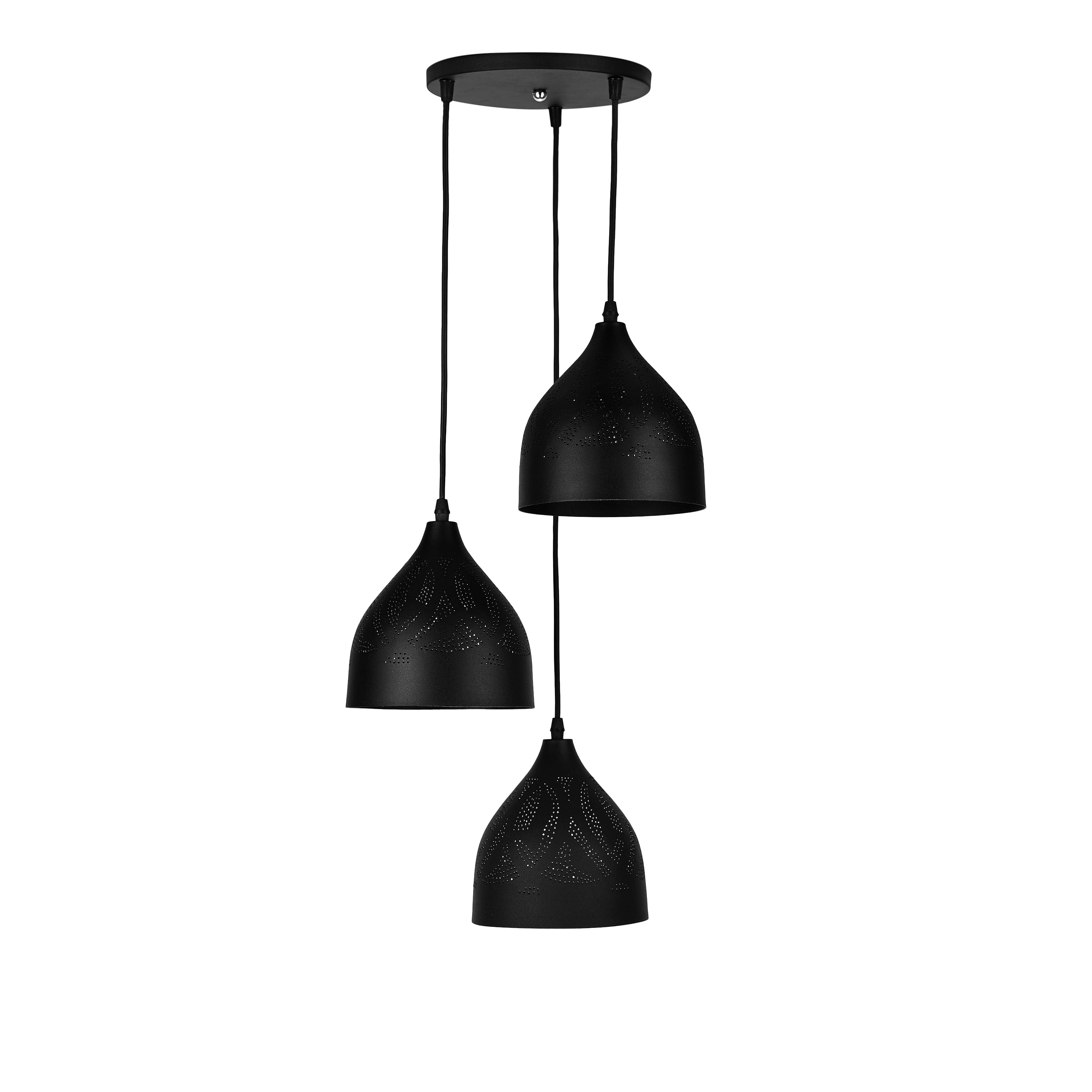 El Rawda Black Modern Perforated Flush Light 70×70 cm - 3 Lamps - RL-PF-004