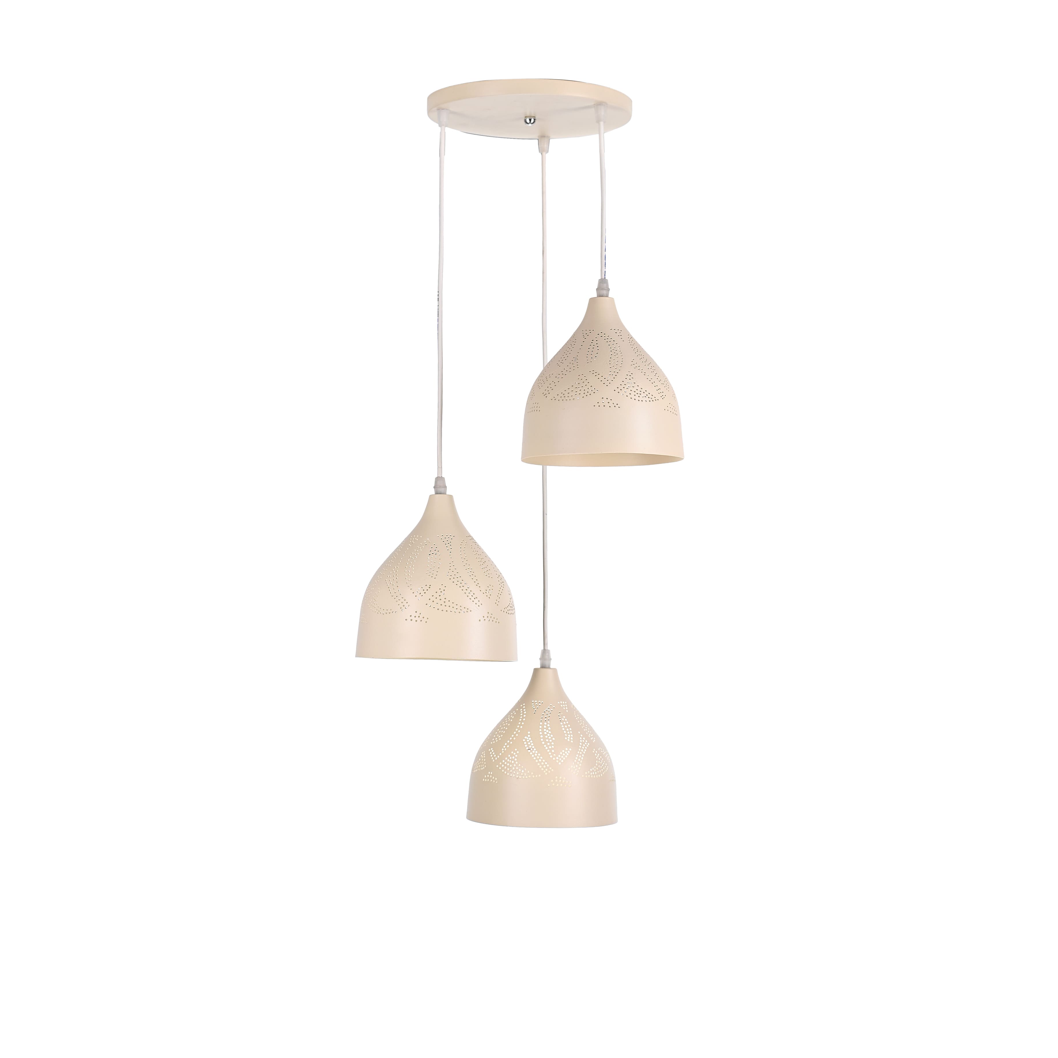 El Rawda Beige Modern Perforated Flush Light 70×70 cm - 3 Lamps - RL-PF-006