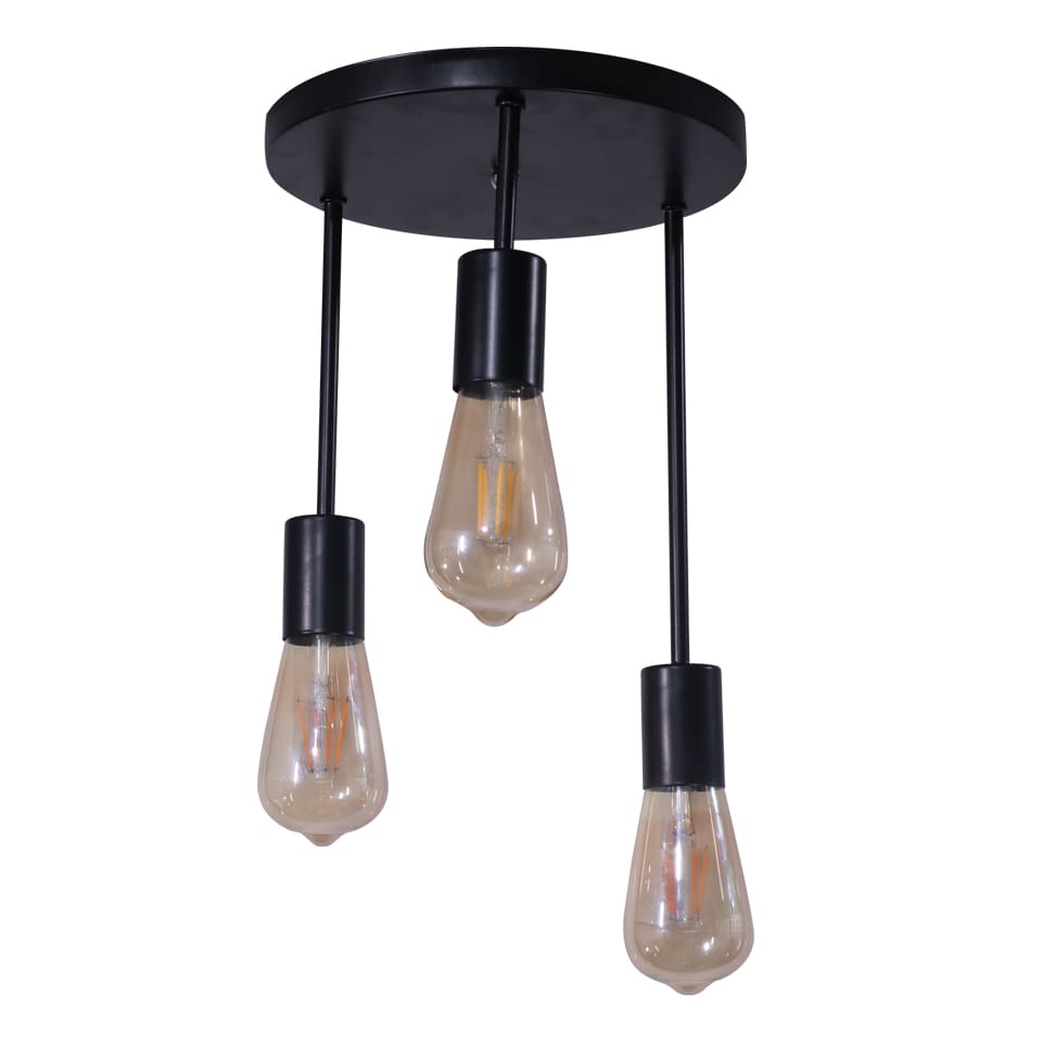 El Rawda Black Modern Flush Light 46×46 cm - 3 Lamps - RL-RS-003