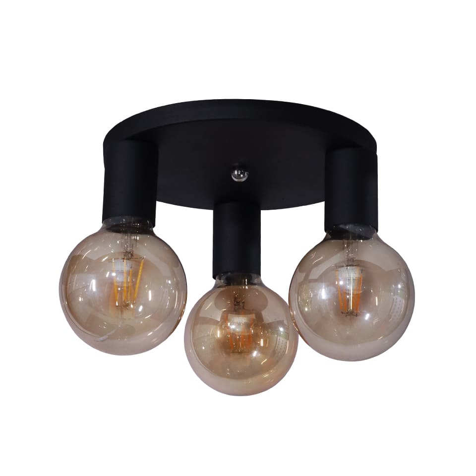El Rawda Black Modern Flush Light 17×17 cm - 3 Lamps - RL-RS-006