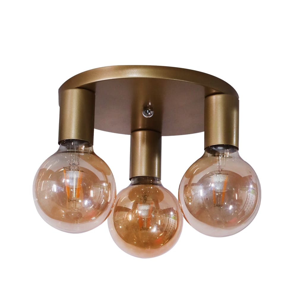 El Rawda Gold Modern Flush Light 17×17 cm - 3 Lamps - RL-RS-007