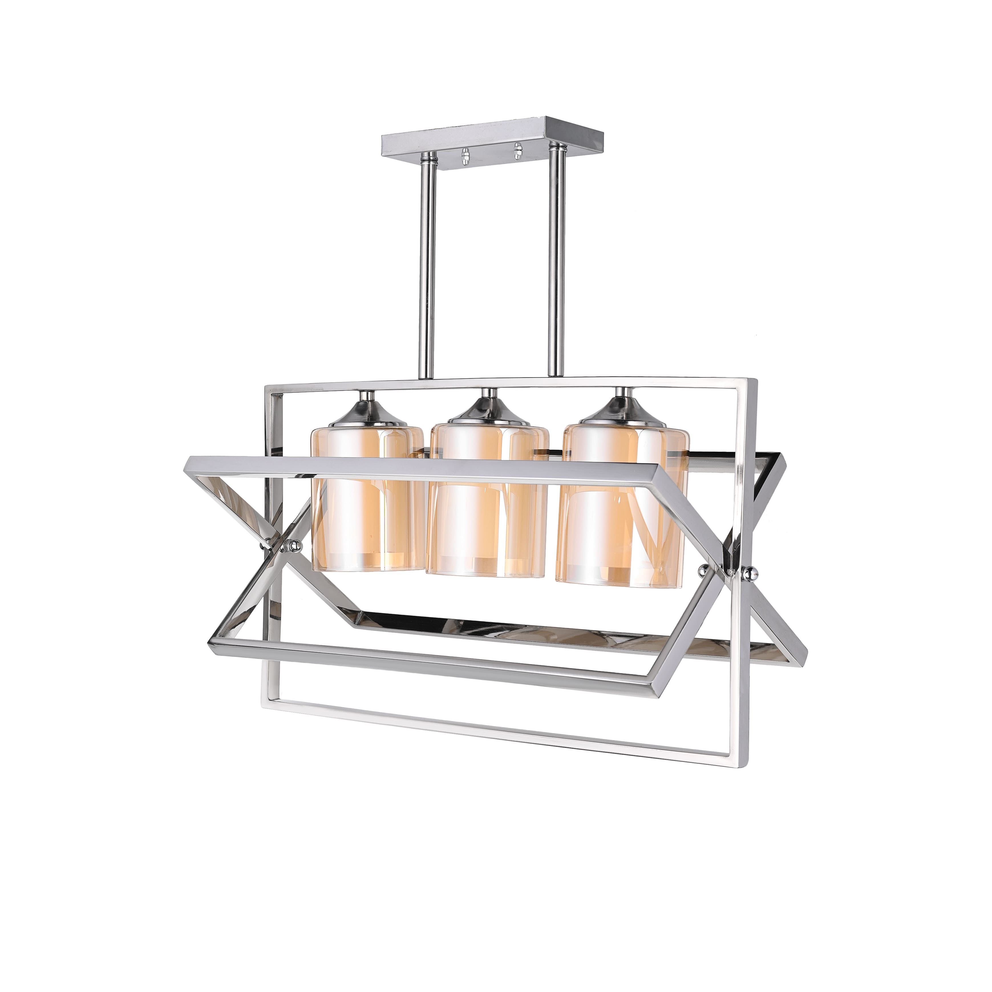 El Rawda Chrome Modern Stainless Steel Flush Light 58×58 cm - 3 Lamps - RL-SL-015