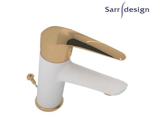 Segura Single Lever Basin Mixer With Push-up Waste White & Gold - Sarrdesign - SD1030-D-WGP