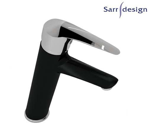Segura Single Lever Long Basin Mixer With Push-up Waste Black & Silver - Sarrdesign - SD1033-D-BCP