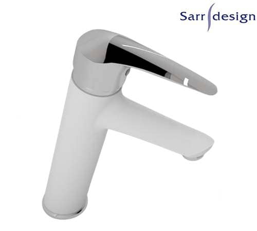 Segura Single Lever Long Basin Mixer With Push-up Waste White & Silver - Sarrdesign - SD1033-D-WCP