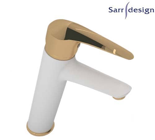 Segura Single Lever Long Basin Mixer With Push-up Waste White & Gold - Sarrdesign - SD1033-D-WGP