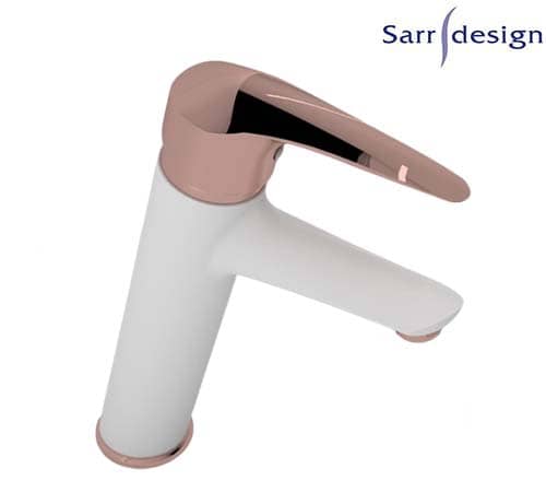 Segura Single Lever Long Basin Mixer With Push-up Waste White & Rose Gold - Sarrdesign - SD1033-D-WRG