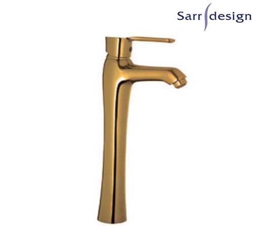 Trinity Single Lever Long Basin Mixer With Push-up Waste - Gold - Sarrdesign - SD1043-D-GP