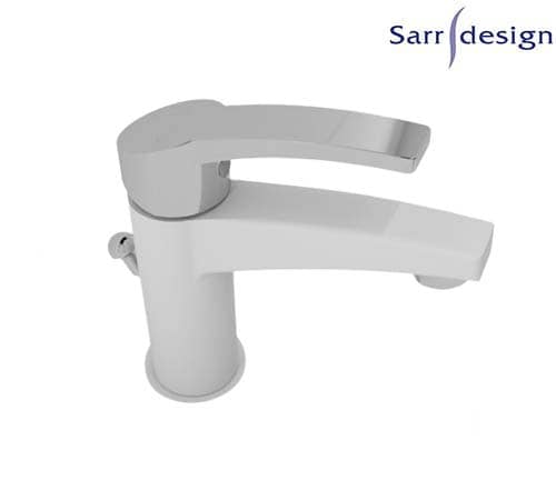 Amazon Single Lever Basin Mixer With Push-up Waste White & Silver - Sarrdesign - SD1120-D-WCP