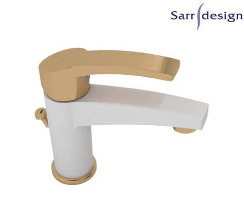 خلاط حوض أمازون يد واحدة بالفيداج (ضغط) أبيض و جولد - سارديزاين - SD1120-D-WGP