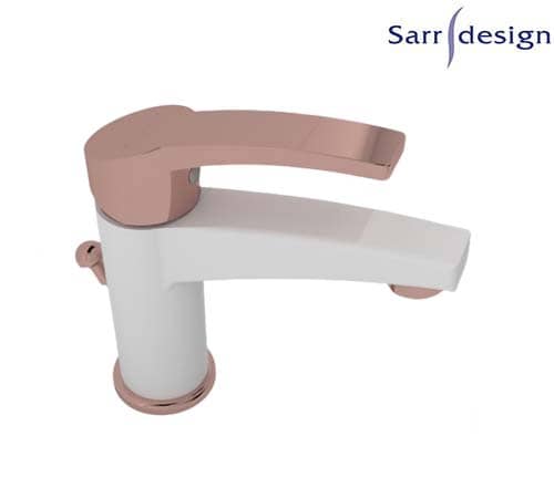 خلاط حوض أمازون يد واحدة بالفيداج (ضغط) أبيض و روز جولد - سارديزاين - SD1120-D-WRG