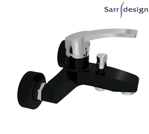 Amazon Single Lever Wall-mount Bath & Shower Mixer With Automatic Diverter Black & Silver - Sarrdesign - SD1121-BCP
