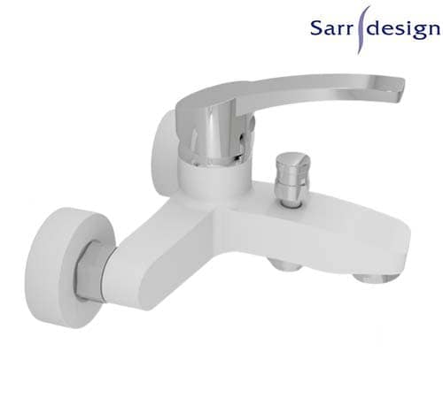 Amazon Single Lever Wall-mount Bath & Shower Mixer With Automatic Diverter White & Silver - Sarrdesign - SD1121-WCP