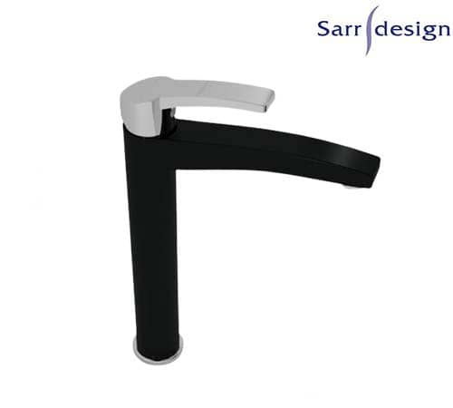 Amazon Single Lever Long Basin Mixer With Push-up Waste Black & Silver - Sarrdesign - SD1123-D-BCP