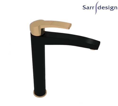 Amazon Single Lever Long Basin Mixer With Push-up Waste Black & Gold - Sarrdesign - SD1123-D-BGP