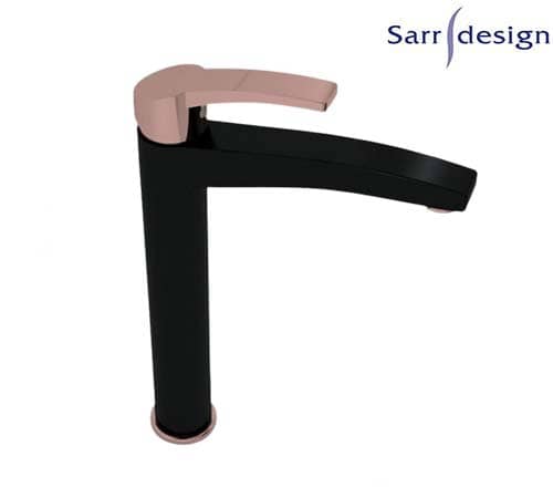 Amazon Single Lever Long Basin Mixer With Push-up Waste Black & Rose Gold - Sarrdesign - SD1123-D-BRG