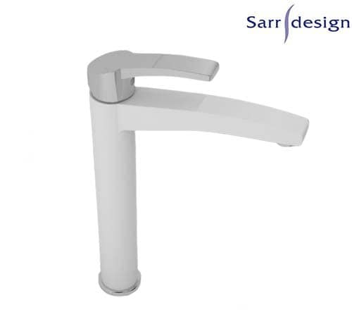 Amazon Single Lever Long Basin Mixer With Push-up Waste White & Silver - Sarrdesign - SD1123-D-WCP