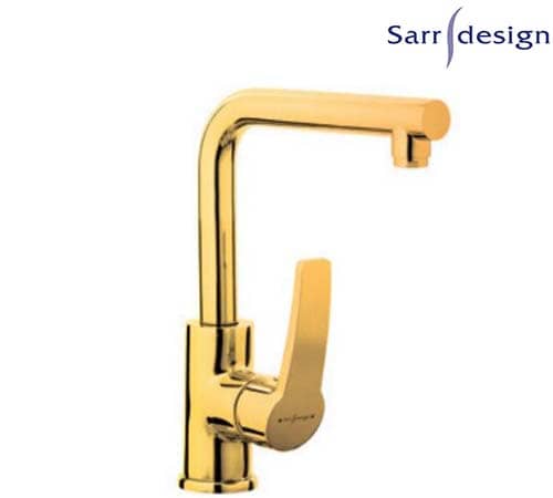 Amazon Single Lever Basin Mixer With Swivel Tube Spout & Push-up Waste - Gold - Sarrdesign - SD1125-D-GP