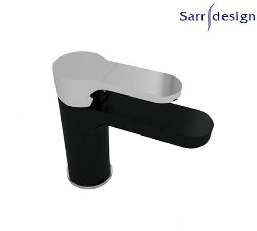 Tara Single Lever Basin Mixer With Push-up Waste Black & Silver - Sarrdesign - SD1252-D-BCP