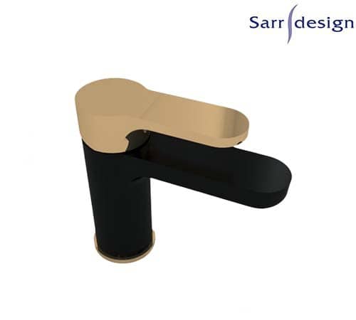 Tara Single Lever Basin Mixer With Push-up Waste Black & Gold - Sarrdesign - SD1252-D-BGP