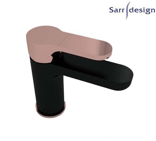 Tara Single Lever Basin Mixer With Push-up Waste Black & Rose Gold - Sarrdesign - SD1252-D-BRG