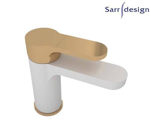 Tara Single Lever Basin Mixer With Push-up Waste White & Gold - Sarrdesign - SD1252-D-WGP