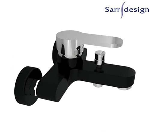 Tara Single Lever Wall-mount Bath & Shower Mixer With Automatic Diverter Black & Silver - Sarrdesign - SD1253-BCP