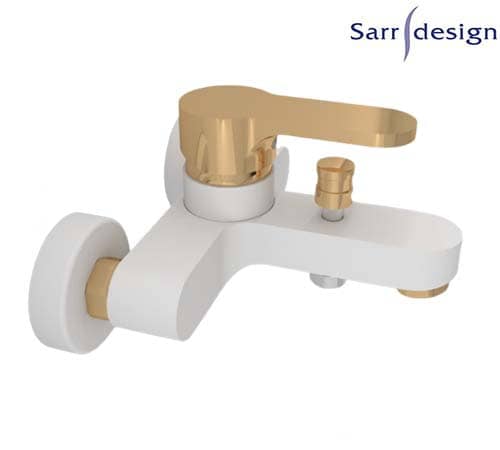 Tara Single Lever Wall-mount Bath & Shower Mixer With Automatic Diverter White & Gold - Sarrdesign - SD1253-WGP