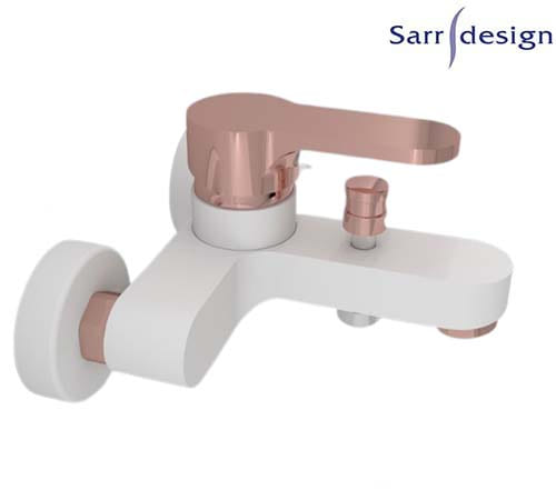 Tara Single Lever Wall-mount Bath & Shower Mixer With Automatic Diverter White & Rose Gold - Sarrdesign - SD1253-WRG
