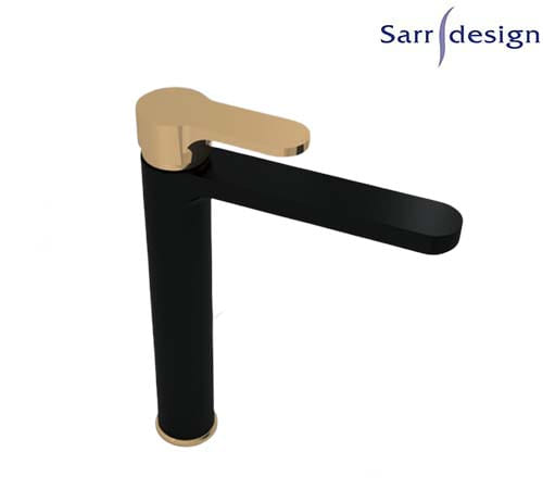 خلاط حوض طويل تارا يد واحدة بالفيداج (ضغط) أسود و جولد - سارديزاين - SD1255-D-BGP