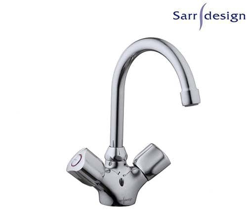 Rewa Dual Handle Basin Mixer Swivel Tube Spout With Pop-up Waste- Compression Valve Chrome Sarrdesign - SD2011-1D-CP