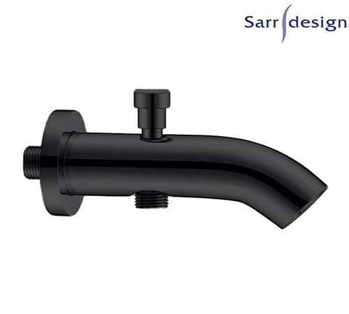 Round Cast Bath Spout With Automatic Diverter Ø39 mm Low Pressure Operation Black - Sarrdesign - SD3206-BC