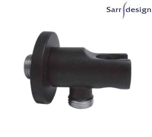 Round Brass In-wall Shower Elbow G½"X ½" With Water Inlet And Hand Shower Holder Black - Sarrdesign - SD3210-BC
