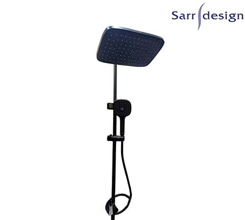 Danube Shower Column & 30*20 Rectangular Shower Head With Hand Shower Click With 3 Functions - Black - Sarrdesign - SD3293-BC