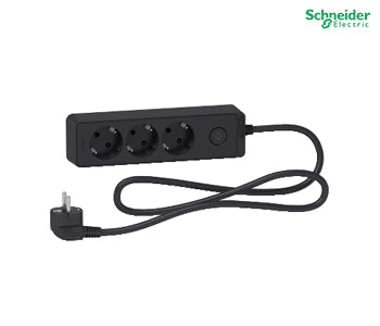 Trailing lead, Unica extend, 3 Schuko, Switchable, 1.5m cable, anthracite