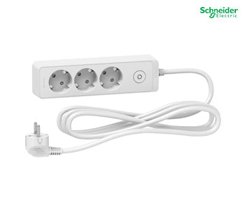 Trailing lead, Unica extend, 3 Schuko, Switchable, 3m cable, anthracite