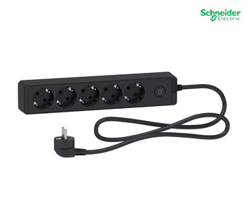Trailing lead, Unica extend, 5 Schuko, Switchable, 1.5m cable, anthracite