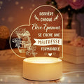Heart Shaped Acrilic Desk Lamp Engraved With French Phrases For Your Teacher With Plastic Base & Switch Control - Charged By USB - B0C143V3S8