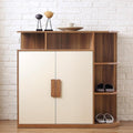 White & Brown MDF Shoe Storage Includes 2 Hinge Shutters & 3 Shelves And An Open Part 100*100*40 Cm - Pecky - SU59