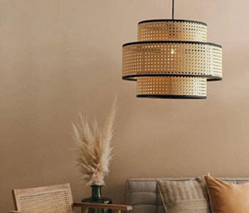 Miza Light Ceiling Lamp - Beige & Black - Wicker - 60 cm - TP01