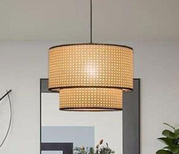 Miza Light Ceiling Lamp - Beige & Black - Wicker - 60 cm - TP02