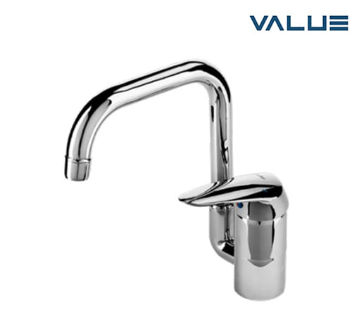 Novara Hi Washbasin Mixer With Rectangular Swivel Spout - Chrome - Vaue - VB1015