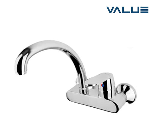 Padova Wall Mount Kitchen Mixer With Circular Swivel Spout - Chrome - Value - VK4037