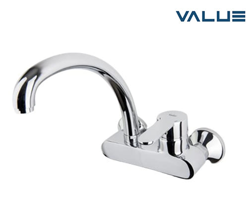 Lazio Wall Mount Kitchen Mixer With Circular Swivel Spout - Chrome - Value - VK6037