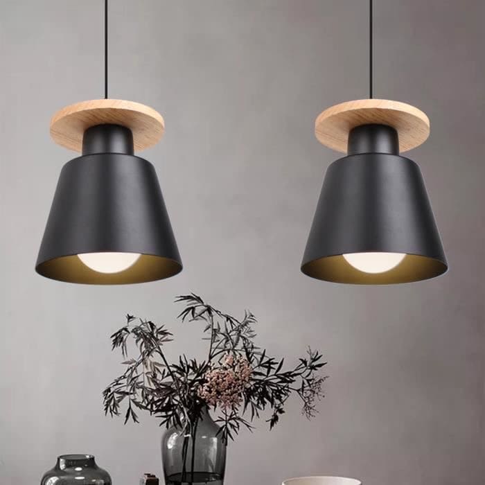 مصباح سقف واي لايت - معدن و خشب زان - أسود - 134*40*14 سم - YL662