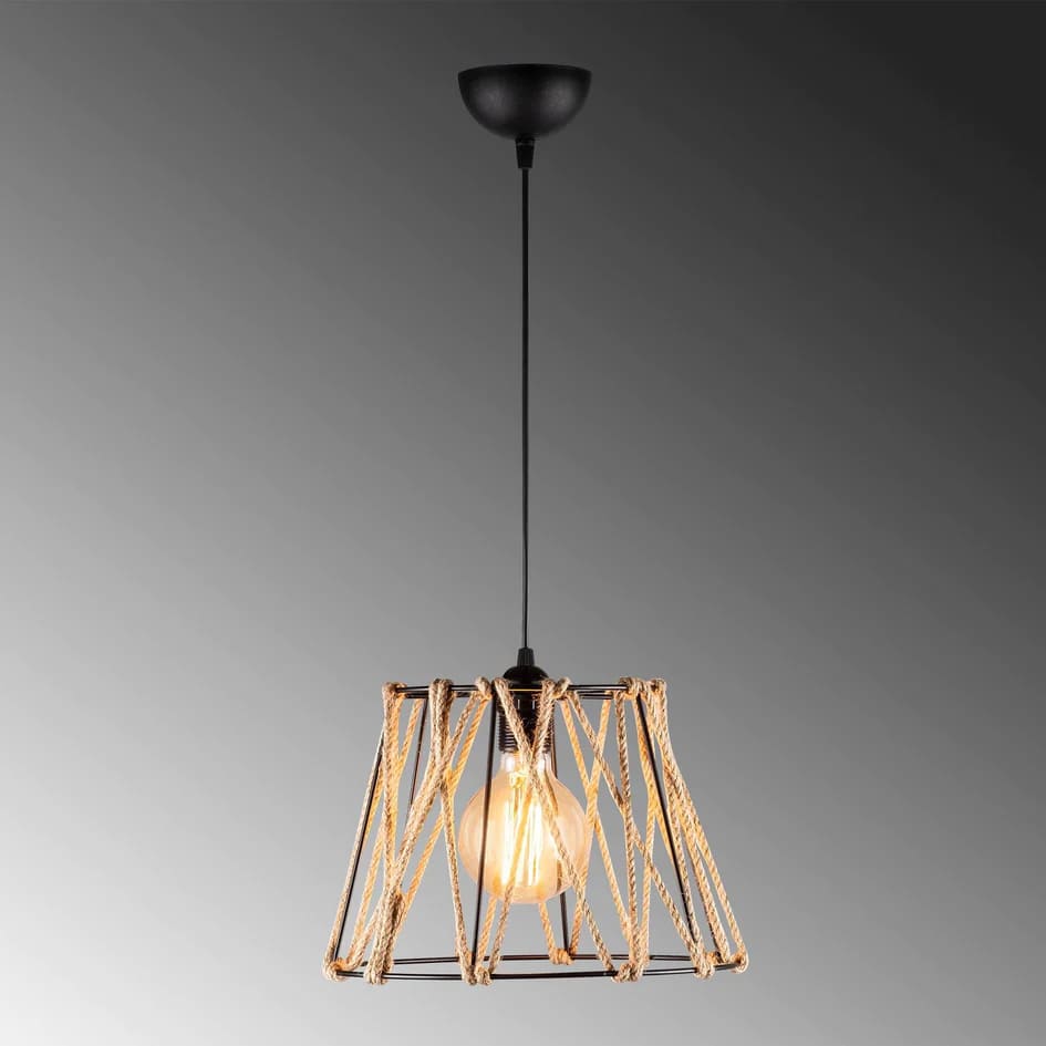Y-Lights Ceiling Lamp - Beige & Black - Steel & Jute - 30**116 cm - YL728